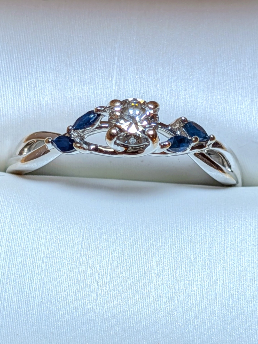 Brilliant Earth Willow 18K White Gold Diamond with Blue Sapphire Accents Ring